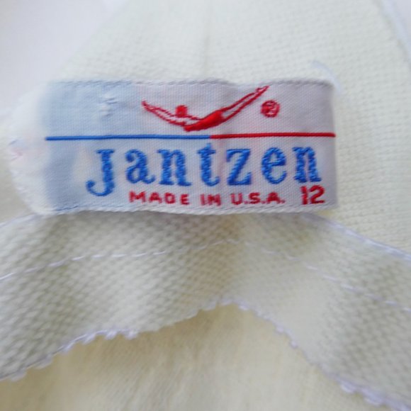 Vintage Jantzen Swimsuit Ecru Modesty Skirt Bra Cups Tummy Panel USA 12 - Picture 8 of 13